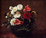Henri Fantin-Latour Flowers In A Clay Pot painting